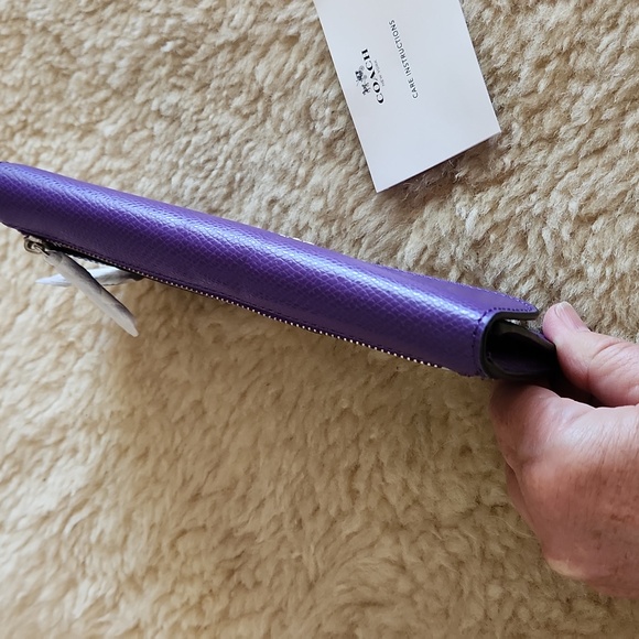 NWT Coach Purple Crossgrain Leather Soft Slimline Wallet ππ - Picture 15 of 16